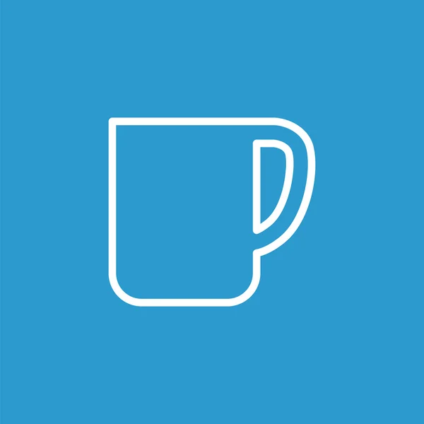 Taza de café icono del contorno, aislado, blanco en el fondo azul — Vector de stock