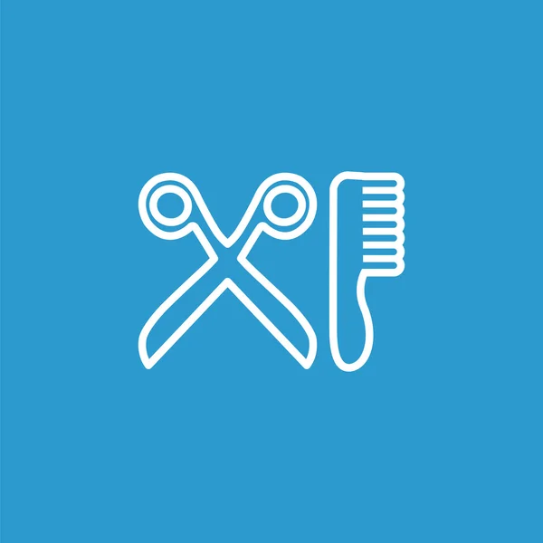Fryzjera zarys ikona, pojedyncze, białe na niebieski deseń — Wektor stockowy