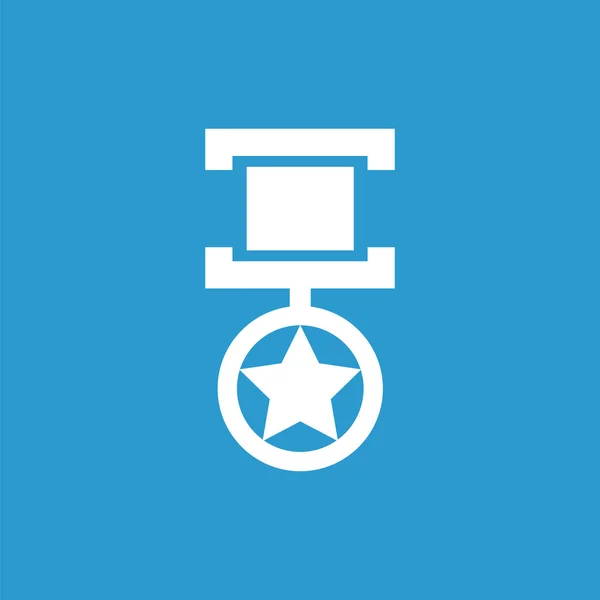 Medalha ícone contorno, isolado, branco no fundo azul —  Vetores de Stock