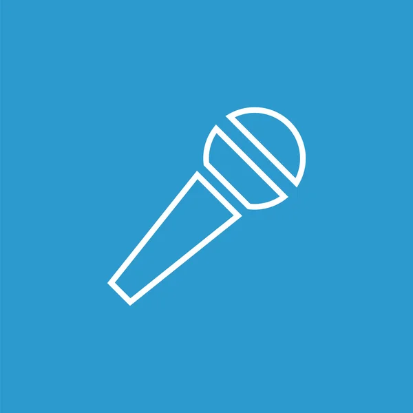 Mikrofon zarys ikona, pojedyncze, białe na niebieski deseń — Wektor stockowy