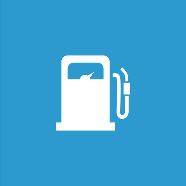 Icono de la gasolinera, aislado, blanco sobre el fondo azul — Vector de stock