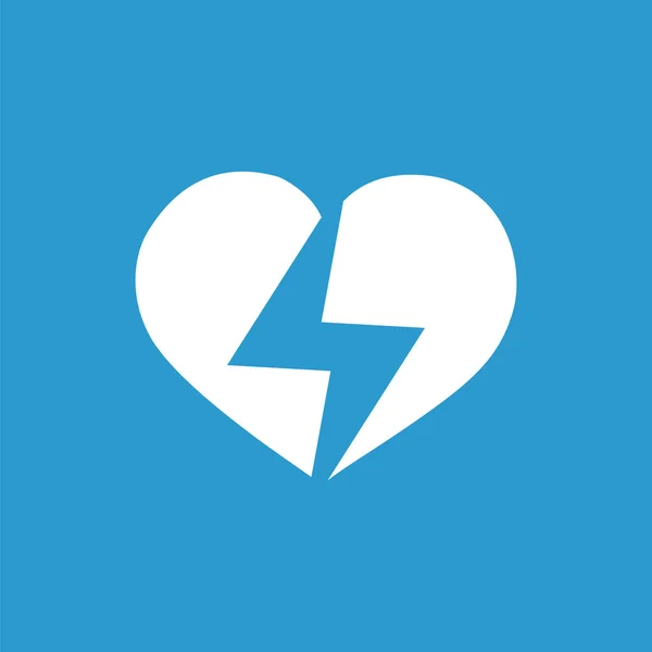 Heart lightning icon, isolated, white on the blue backgroun — Stock Vector