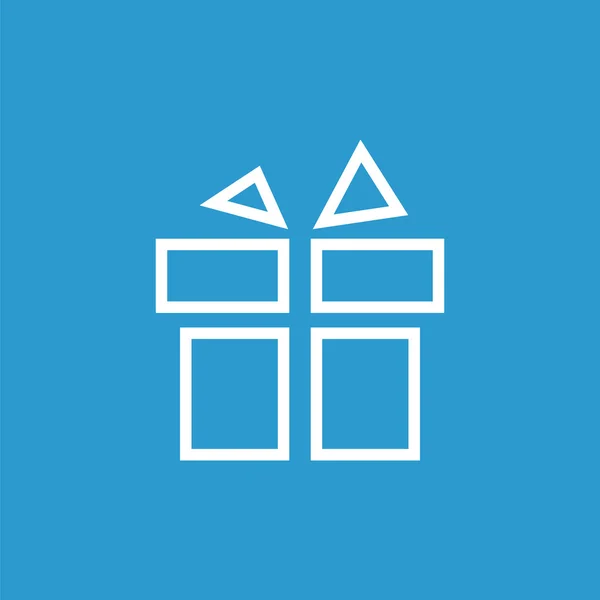 Ícone do esboço do presente, isolado, branco no fundo azul —  Vetores de Stock