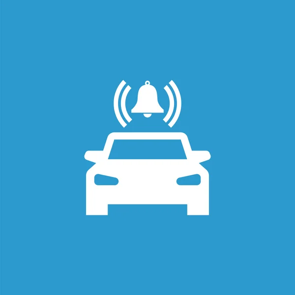 Autoalarm-Symbol, isoliert, weiß auf blauem Hintergrund — Stockvektor