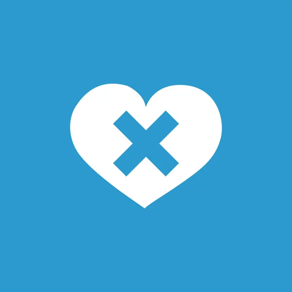 Heart plaster icon, isolated, white on the blue backgroun — Stock Vector