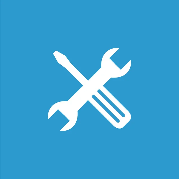 Icona di riparazione, isolato, bianco sul backgroun blu — Vettoriale Stock