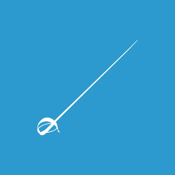 Schwertsymbol, isoliert, weiß auf blauem Hintergrund — Stockvektor