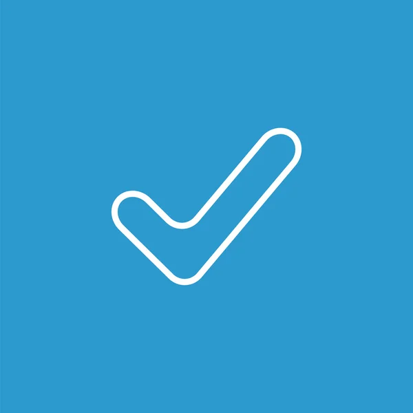 Ok icona contorno, isolato, bianco sul backgroun blu — Vettoriale Stock