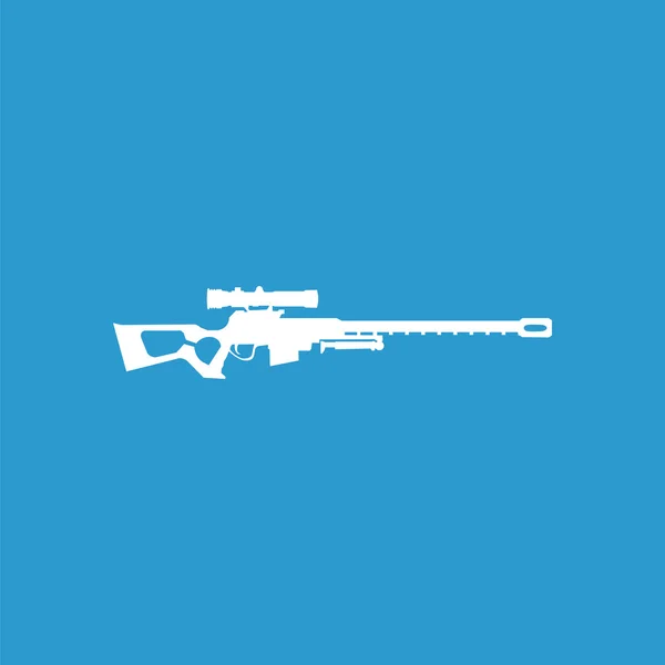 Francotirador icono del arma, aislado, blanco en el fondo azul — Vector de stock