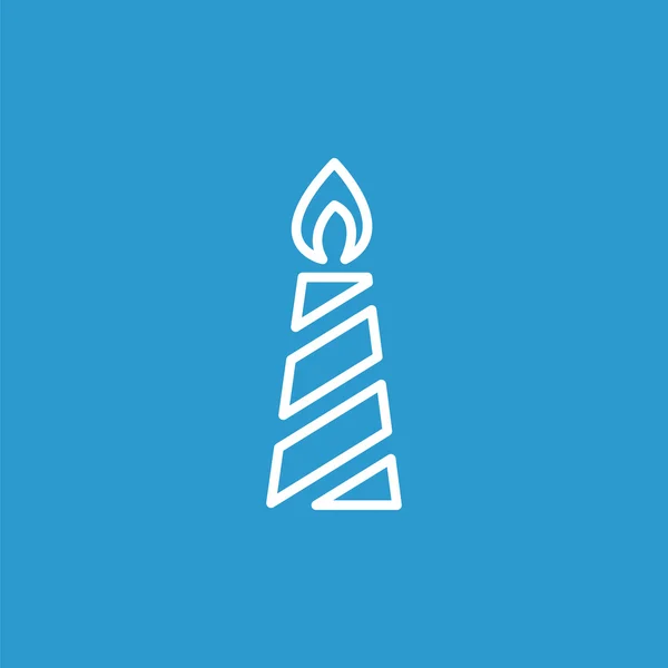 Ícone do contorno da vela, isolado, branco no fundo azul — Vetor de Stock