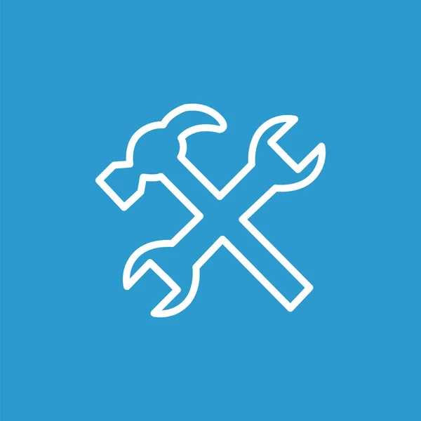 Icona del contorno di riparazione, isolato, bianco sul backgroun blu — Vettoriale Stock