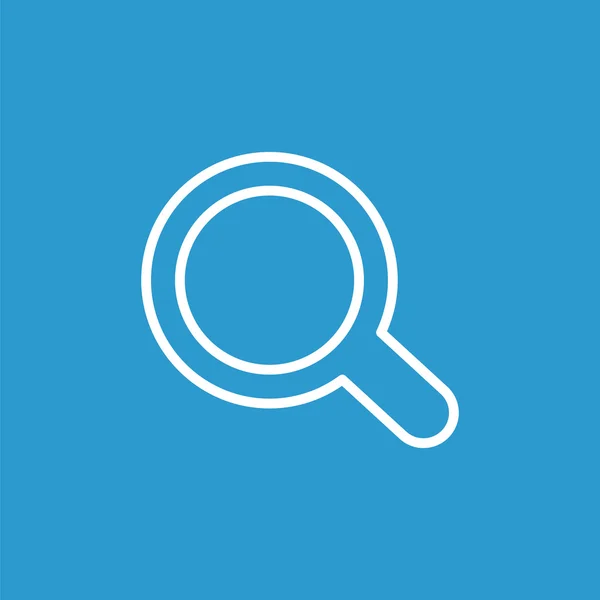 Icona del contorno di ricerca, isolato, bianco sul backgroun blu — Vettoriale Stock