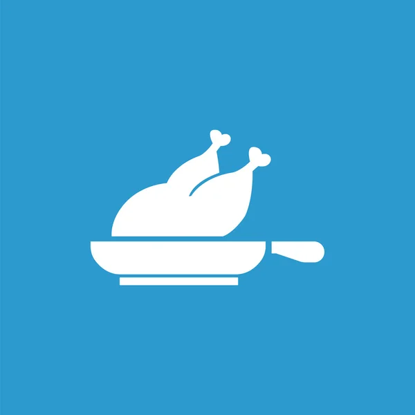 Chicken grill icon, isolated, white on the blue backgroun — Stock Vector