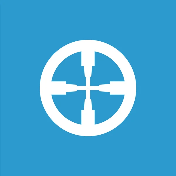 Optický zaměřovač osnovy ikona, izolované, bílá na modrém poz — Stockový vektor