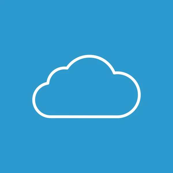 Icona contorno nuvola, isolato, bianco sul backgroun blu — Vettoriale Stock
