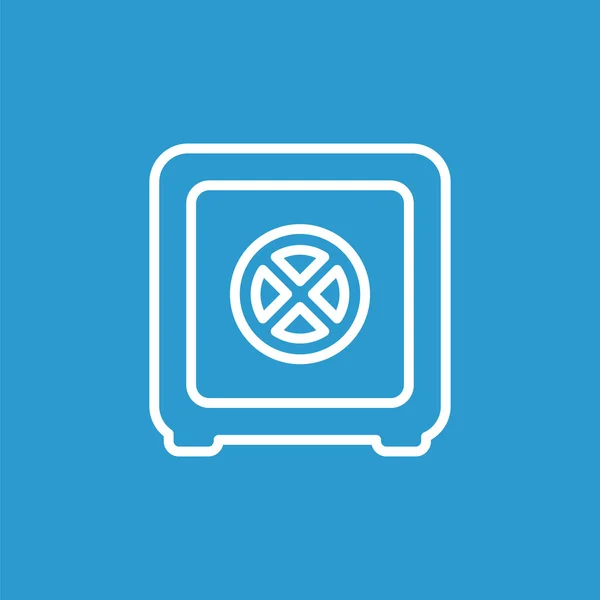 Bank veilig overzicht icon, geïsoleerde, wit op de blauwe pagina — Stockvector