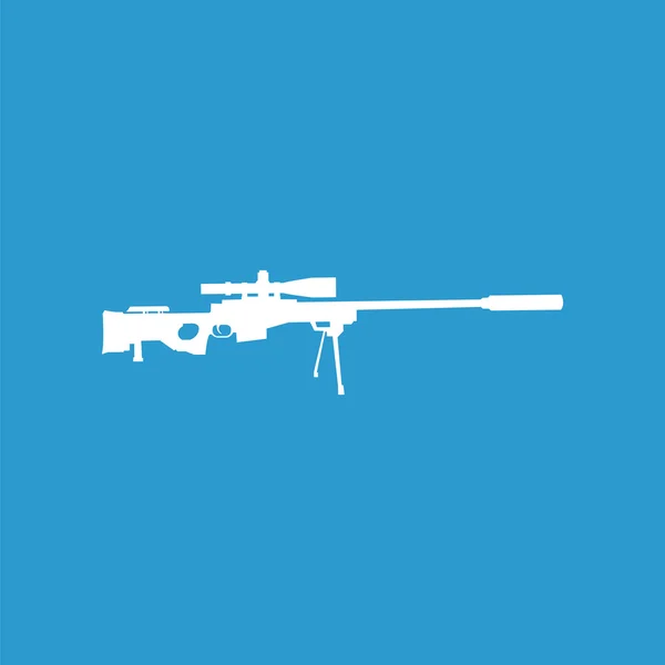 Icône d'arme de sniper, isolé, blanc sur le fond bleu — Image vectorielle