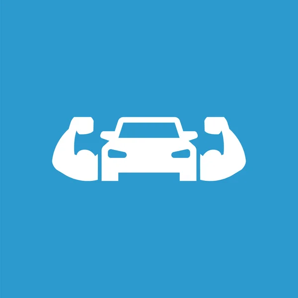 Ícone do carro muscular, isolado, branco no backgroun azul — Vetor de Stock