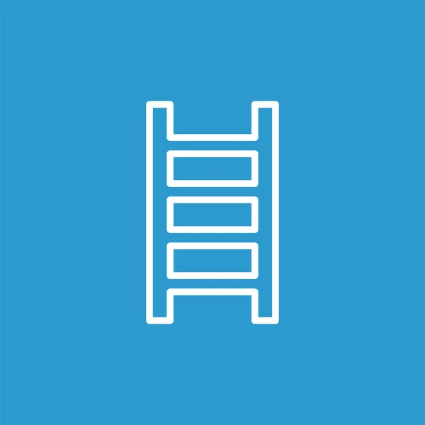 Icono del contorno de la escalera, aislado, blanco sobre el fondo azul — Archivo Imágenes Vectoriales