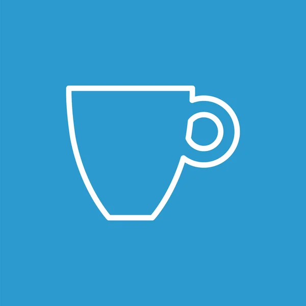 Icono de contorno de café, aislado, blanco sobre el fondo azul — Vector de stock