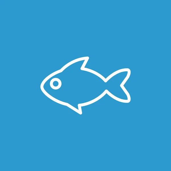 Ryby zarys ikona, pojedyncze, białe na niebieski deseń — Wektor stockowy