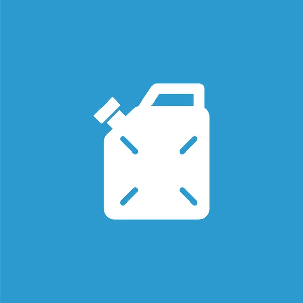 Jerrycan icono, aislado, blanco en el fondo azul — Vector de stock