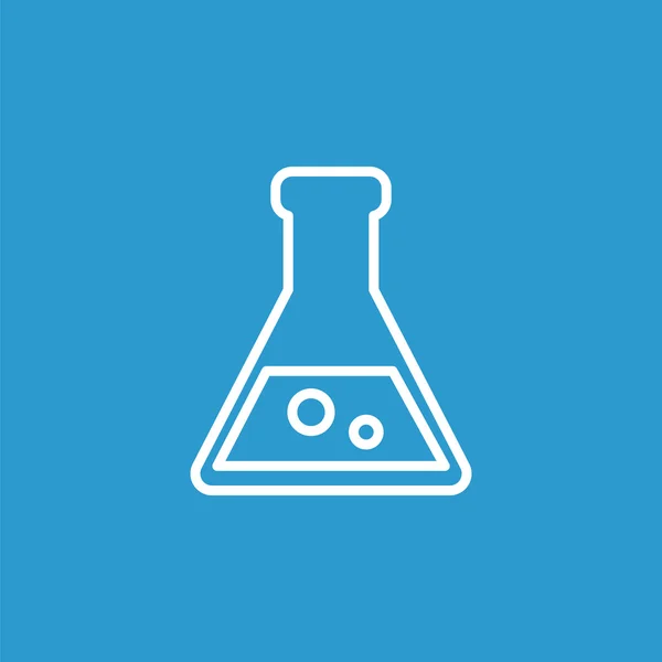 Icône de contour de laboratoire, isolée, blanche sur le fond bleu — Image vectorielle