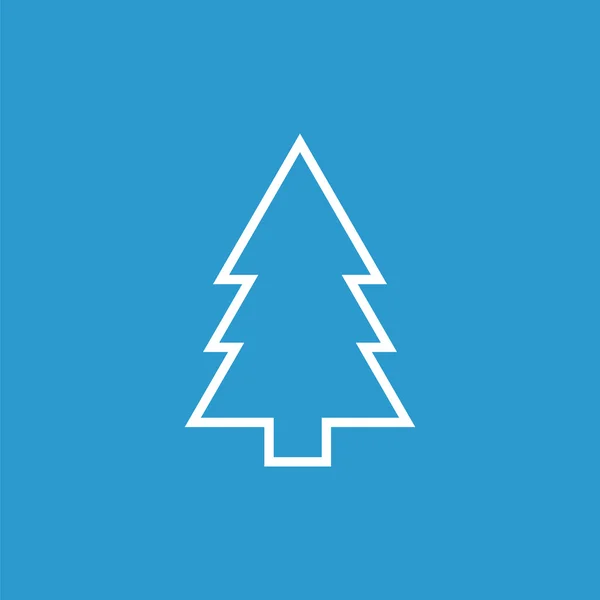 Abeto esbozo icono, aislado, blanco sobre el fondo azul — Vector de stock
