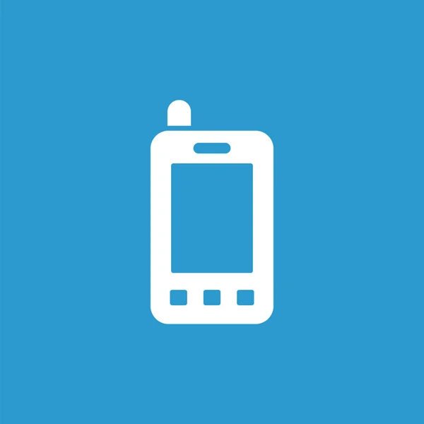 Icona del telefono cellulare, isolato, bianco sul backgroun blu — Vettoriale Stock