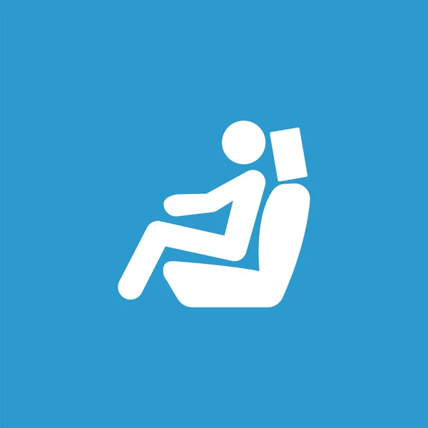 Fotelik samochodowy ikona, pojedyncze, białe na niebieski deseń — Wektor stockowy