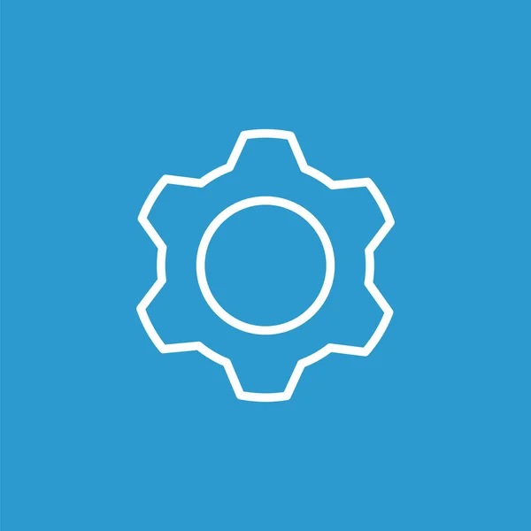 Configuración icono del esquema, aislado, blanco en el fondo azul — Vector de stock