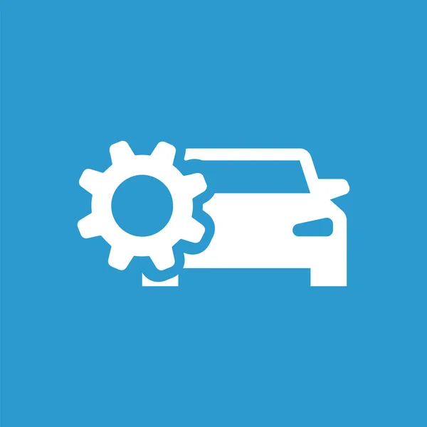 Car settings icon, isolated, white on the blue backgroun — Stock Vector