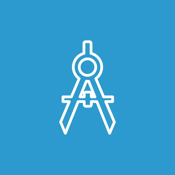Kompassen schetsen icon, geïsoleerde, wit op de blauwe pagina — Stockvector