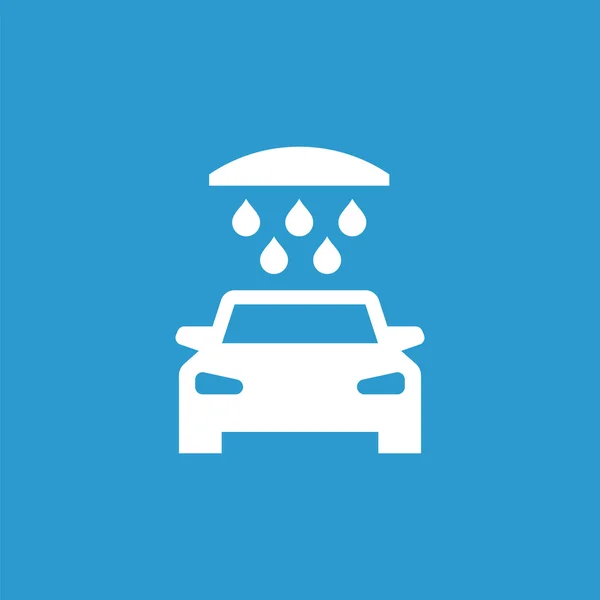 Autowaschanlage-Symbol, isoliert, weiß auf blauem Hintergrund — Stockvektor