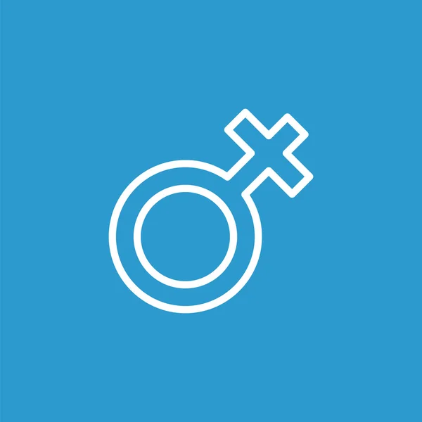 Vrouwelijke overzicht symboolpictogram, geïsoleerde, wit op de blauwe CHTERGRO — Stockvector