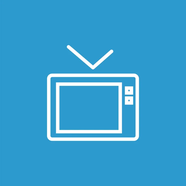 Tv outline icon, isoliert, weiß auf blauem Hintergrund — Stockvektor
