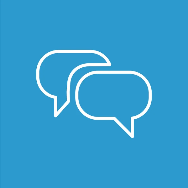 Icono del esquema de conversación, aislado, blanco sobre el fondo azul — Vector de stock