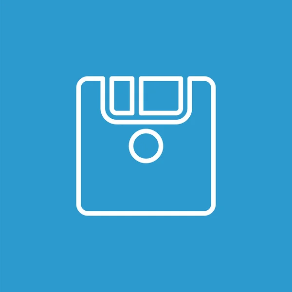 Save outline icon, isolated, white on the blue backgroun — стоковый вектор