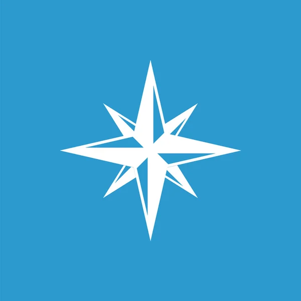 Bússola ícone contorno, isolado, branco no fundo azul — Vetor de Stock