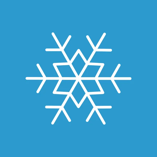 Icona contorno fiocco di neve, isolato, bianco sul backgroun blu — Vettoriale Stock