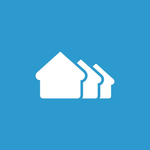 Building icon, isolated, white on the blue backgroun — стоковый вектор