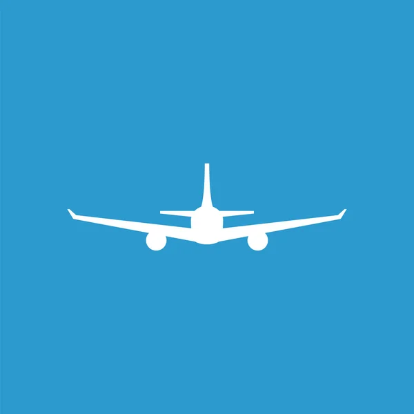 Airplane icon, isolated, white on the blue backgroun — Stock Vector