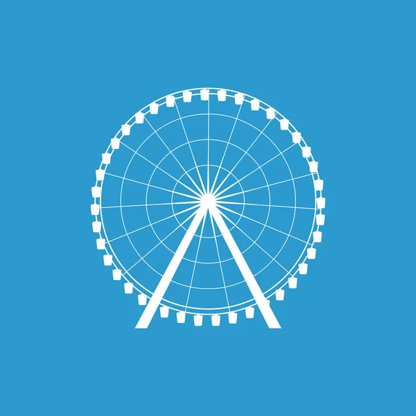 Ícone de roda gigante, isolado, branco no fundo azul —  Vetores de Stock