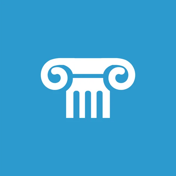 Icono de columna, aislado, blanco sobre el fondo azul — Vector de stock