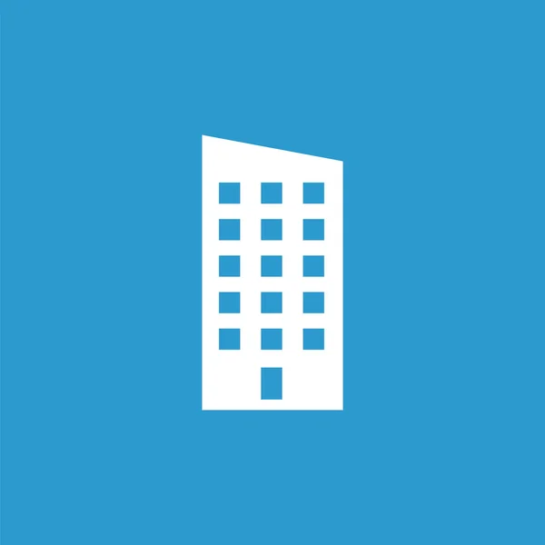 Icona dell'edificio, isolato, bianco sul backgroun blu — Vettoriale Stock