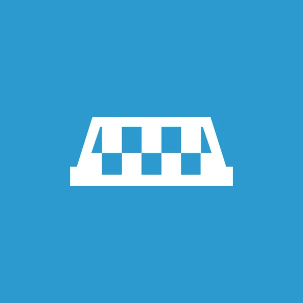 Icono de taxi, aislado, blanco sobre el fondo azul — Archivo Imágenes Vectoriales