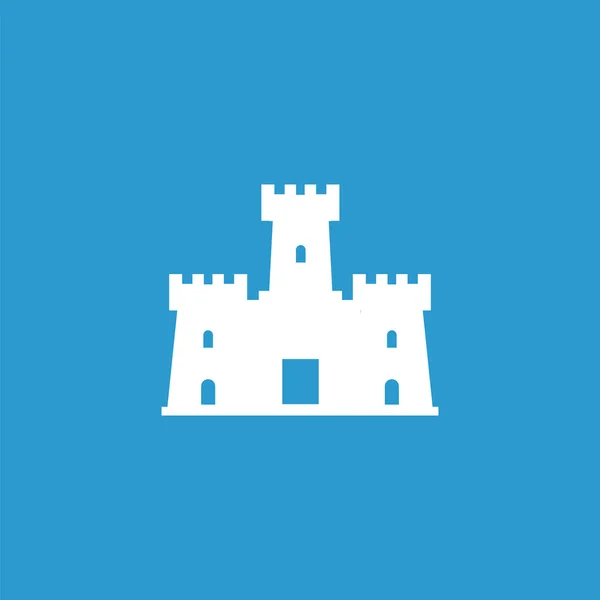 Icono del castillo, aislado, blanco sobre el fondo azul — Archivo Imágenes Vectoriales