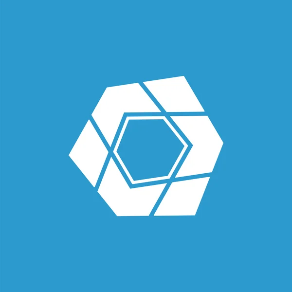 Abstraktes Fünfeck-Symbol, isoliert, weiß auf blauem Hintergrund — Stockvektor