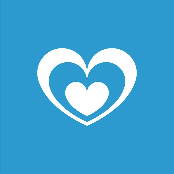 Srdce ikona, izolované, bílá na modrém pozadí — Stockový vektor