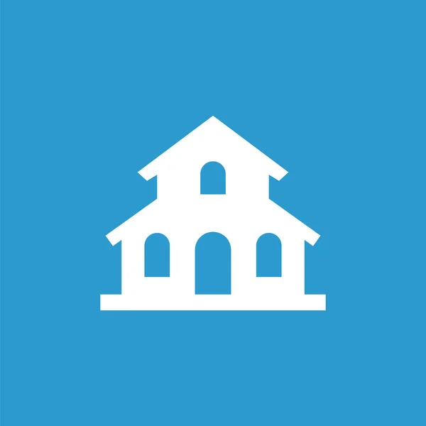 Icône du bâtiment, isolé, blanc sur le fond bleu — Image vectorielle